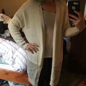 White/Silver long sweater cardigan